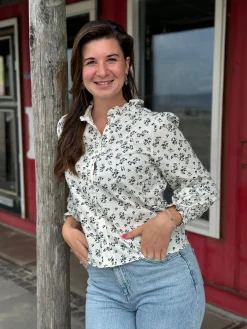 Blouse Lana wit/blauw