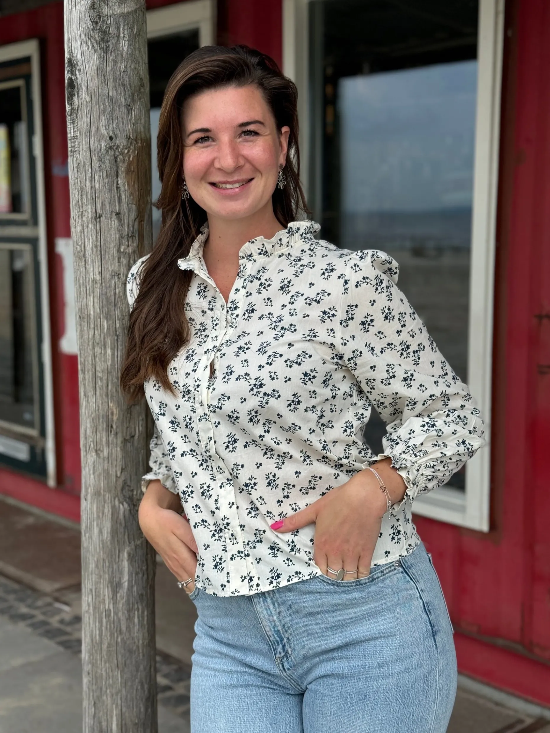 Blouse Lana wit/blauw