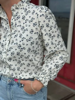 Blouse Lana wit/blauw