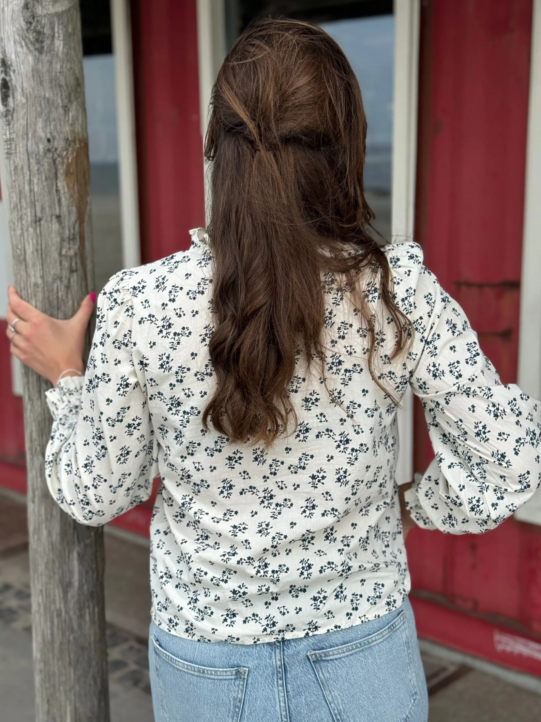 Blouse Lana wit/blauw