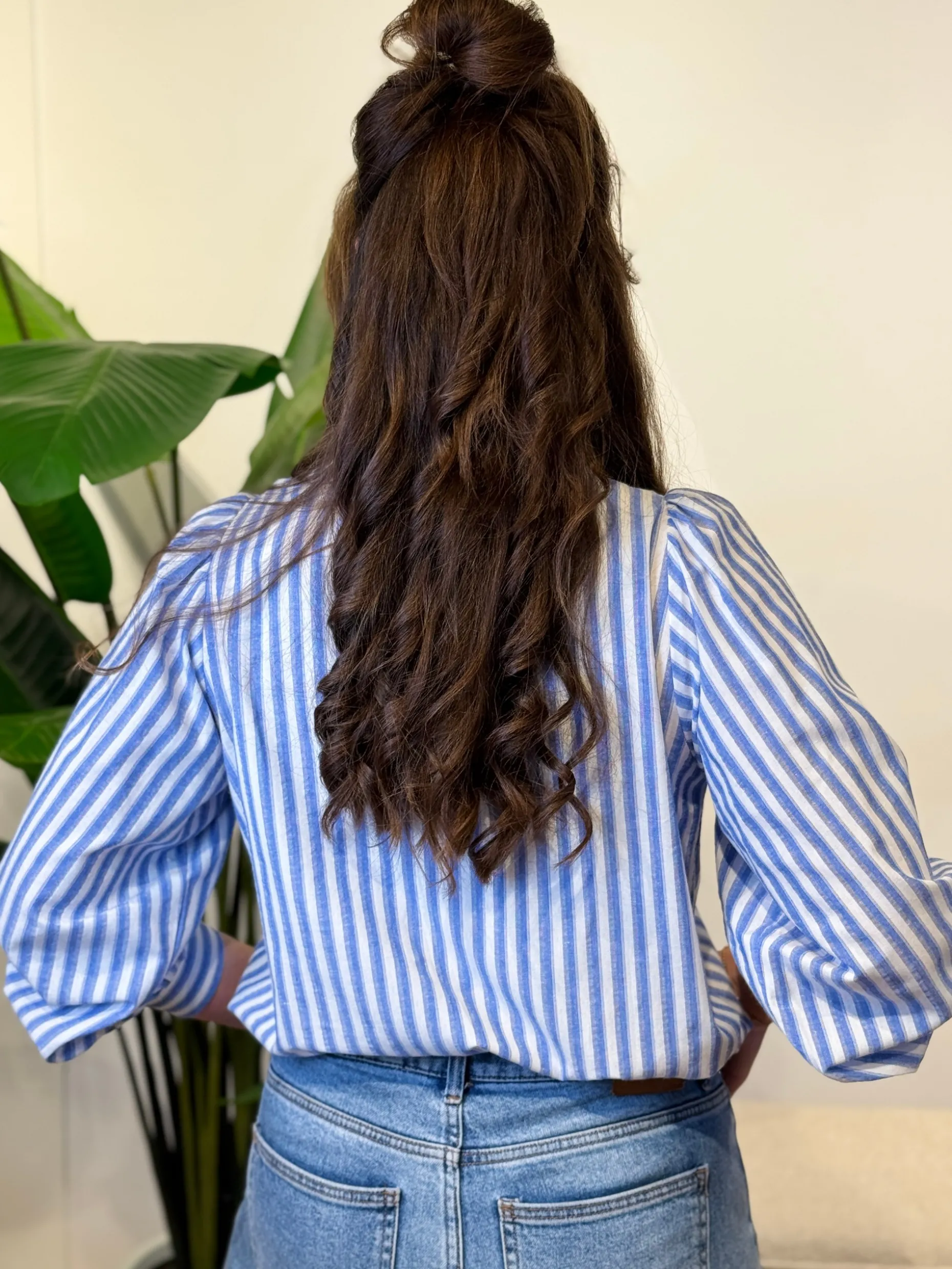 Blouse Sienna blauw/wit