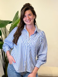 Blouse Sienna blauw/wit