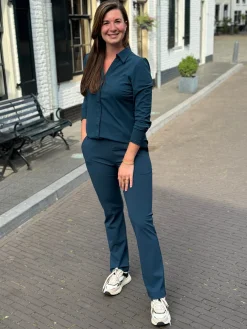 Broek Sanne shaded green travelstof