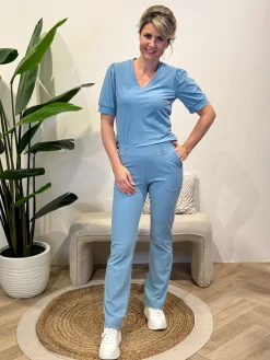 Broek Sanne smoke blue travelstof