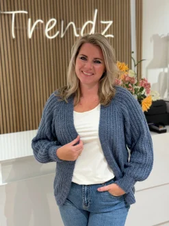 Gebreid vestje Lindsay jeansblauw