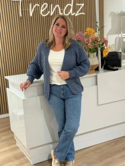 Gebreid vestje Lindsay jeansblauw