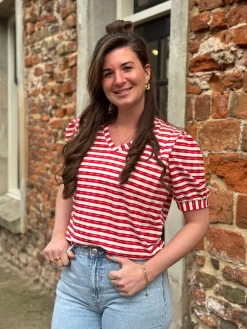 Shirtje Bo rood gestreept