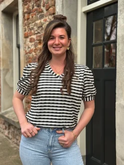 Shirtje Bo zwart gestreept