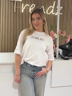 Shirtje Darlin’ wit/zwart
