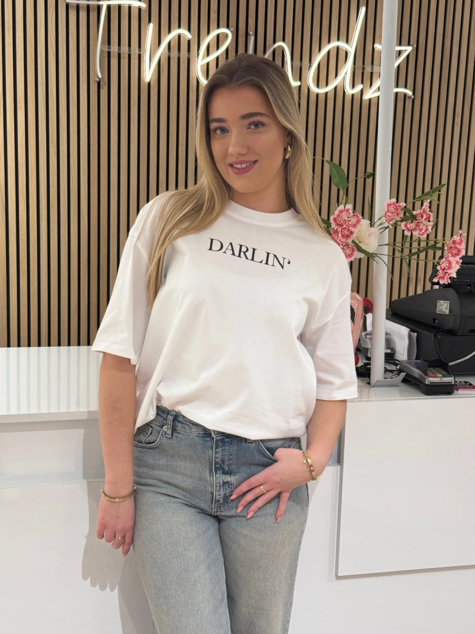 Shirtje Darlin’ wit/zwart