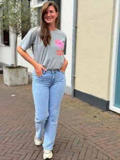 Shirtje Happy Vibes light grey