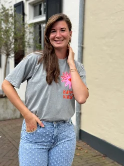 Shirtje Happy Vibes light grey
