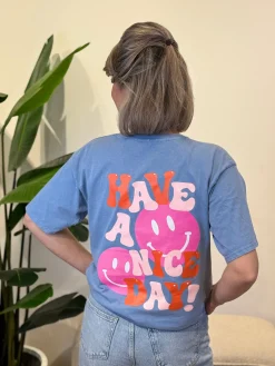 Shirtje Have a nice day jeansblauw