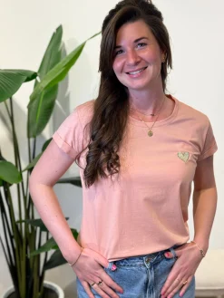 Shirtje Jisca oudroze hart goud