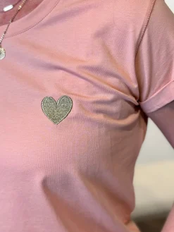 Shirtje Jisca oudroze hart goud