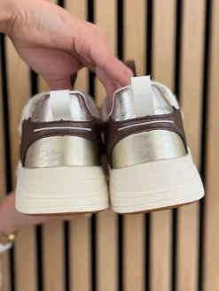 Sneakers black with gold combination