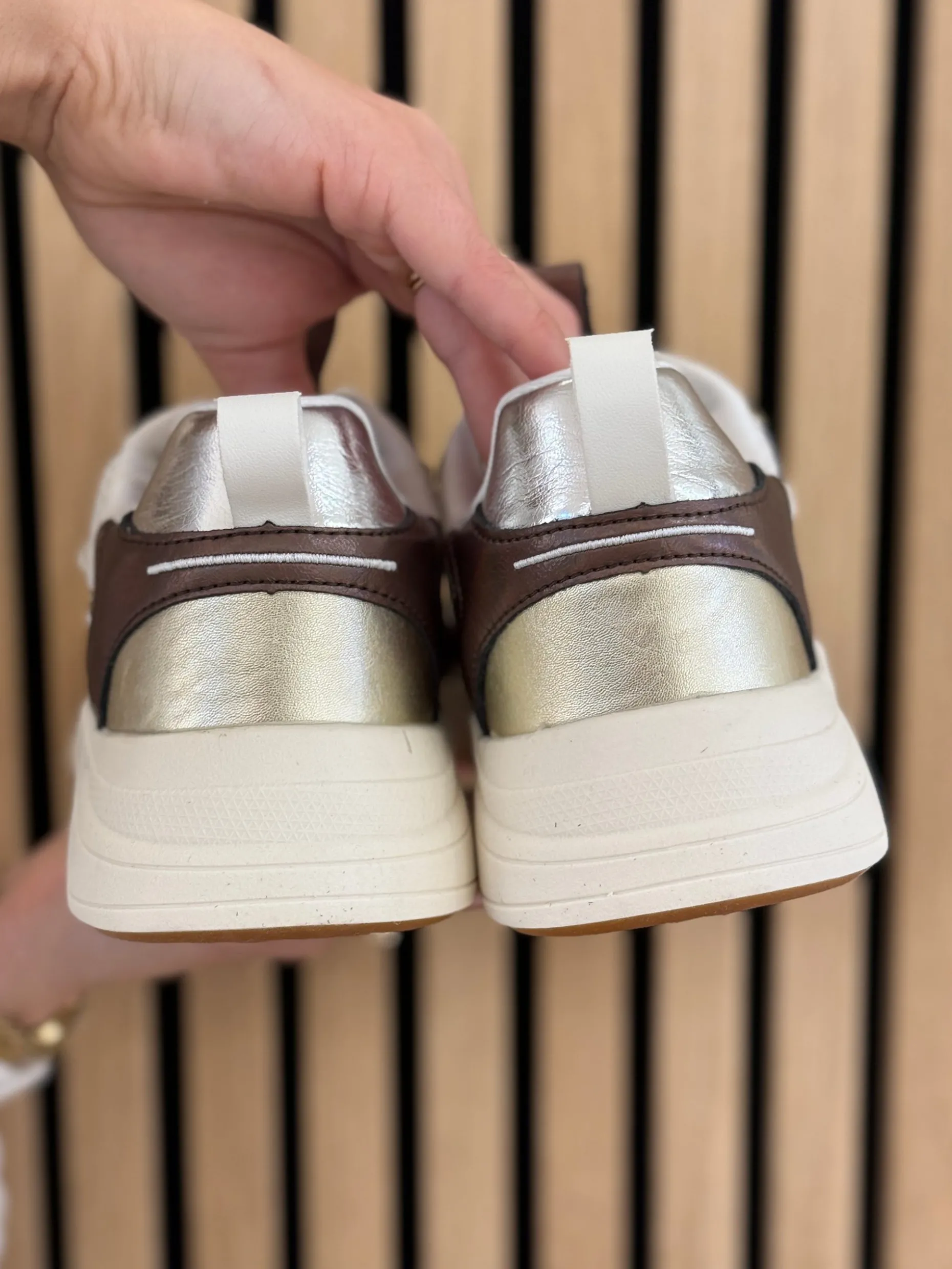 Sneakers black with gold combination