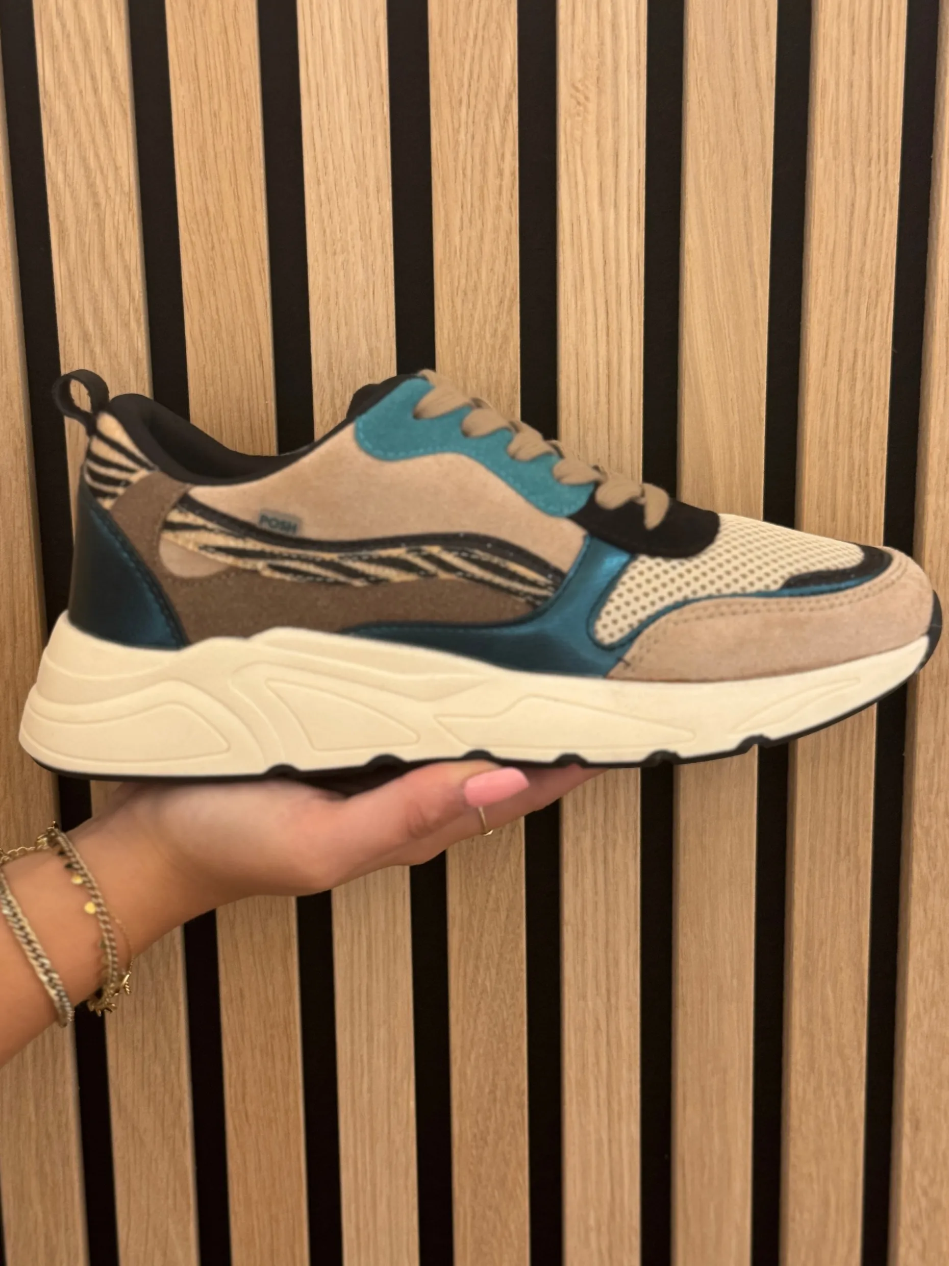 Sneakers dark beige petrol