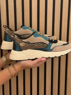 Sneakers dark beige petrol