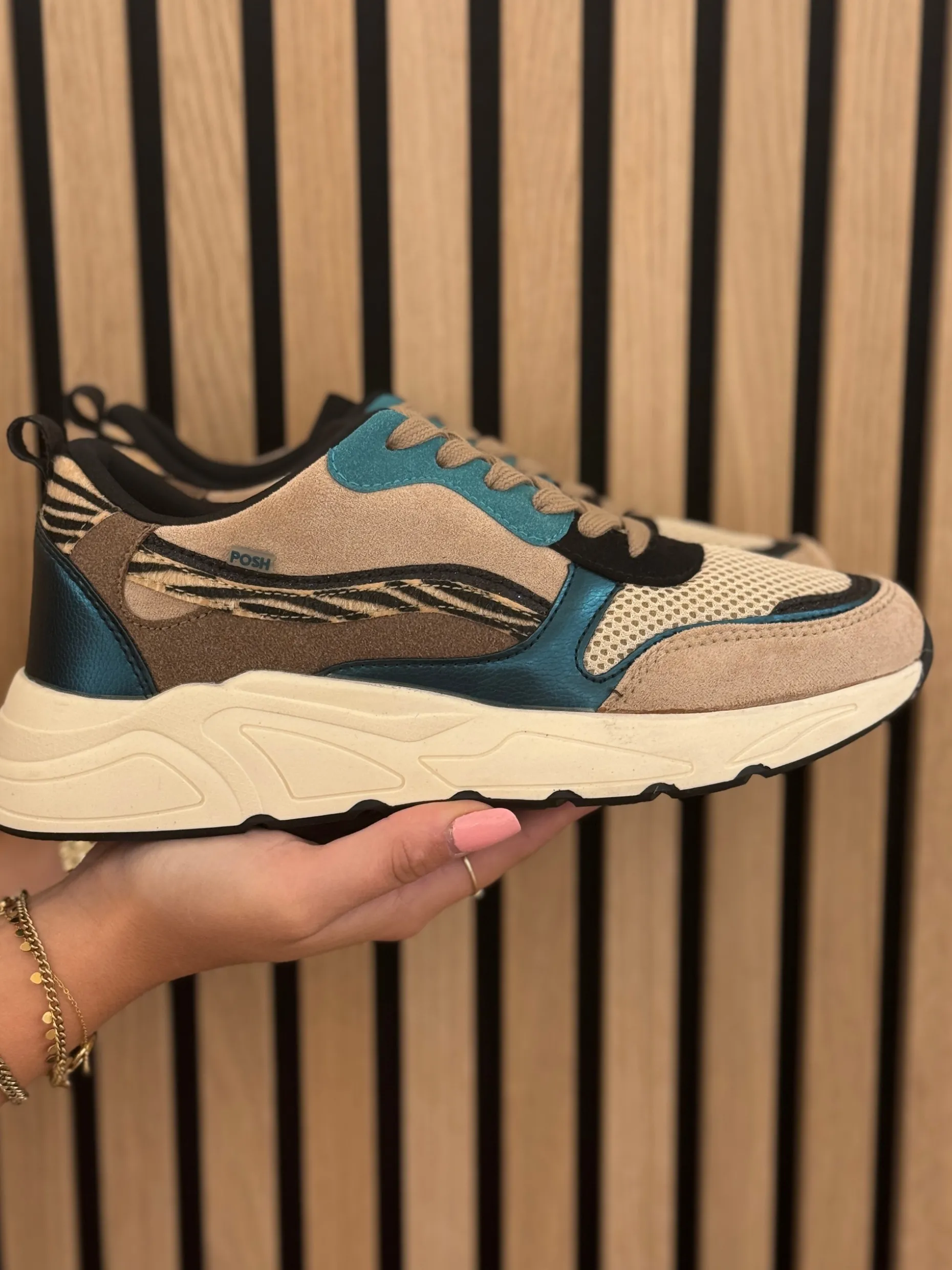 Sneakers dark beige petrol