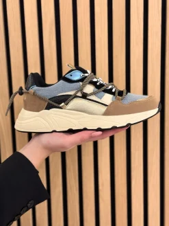 Sneakers denim with beige