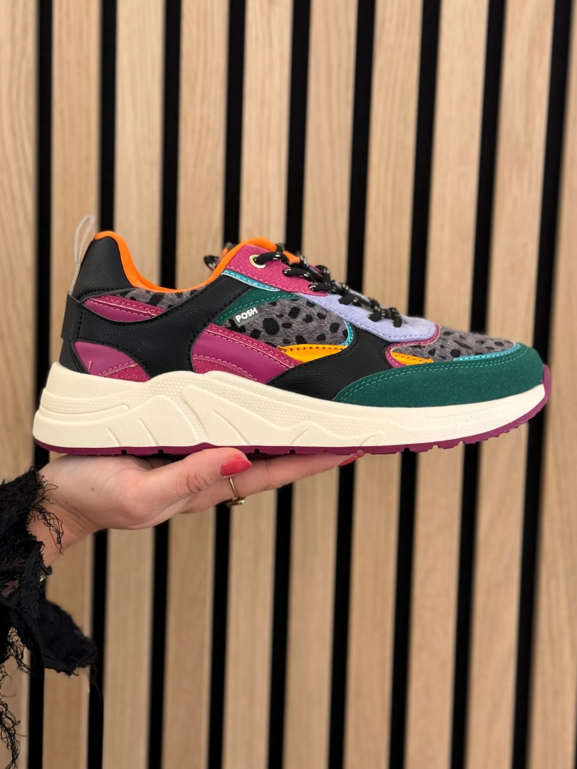 Sneakers golf green/magenta/black