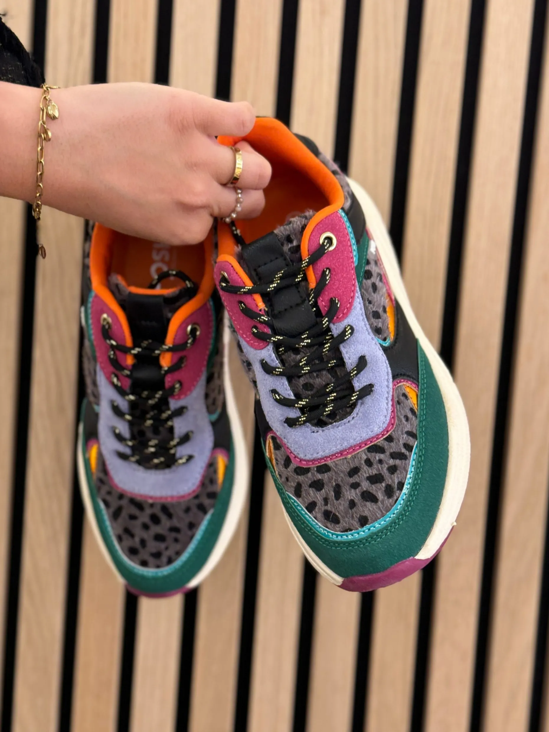 Sneakers golf green/magenta/black