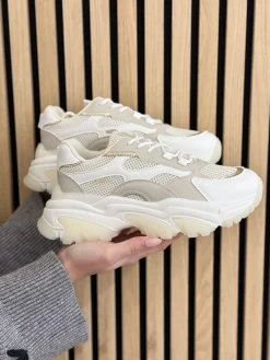 Sneakers Polly white with gold combination
