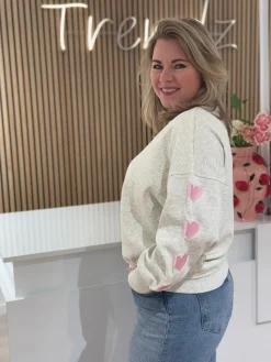 Sweater hearts grijs