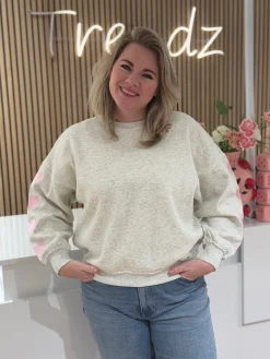 Sweater hearts grijs