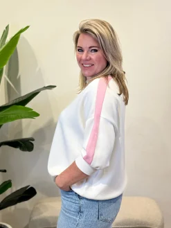 Sweater Leila wit/roze