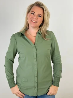 Travelstof blouse Eefke olive green