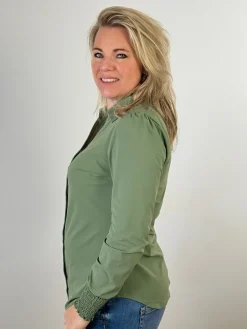 Travelstof blouse Eefke olive green