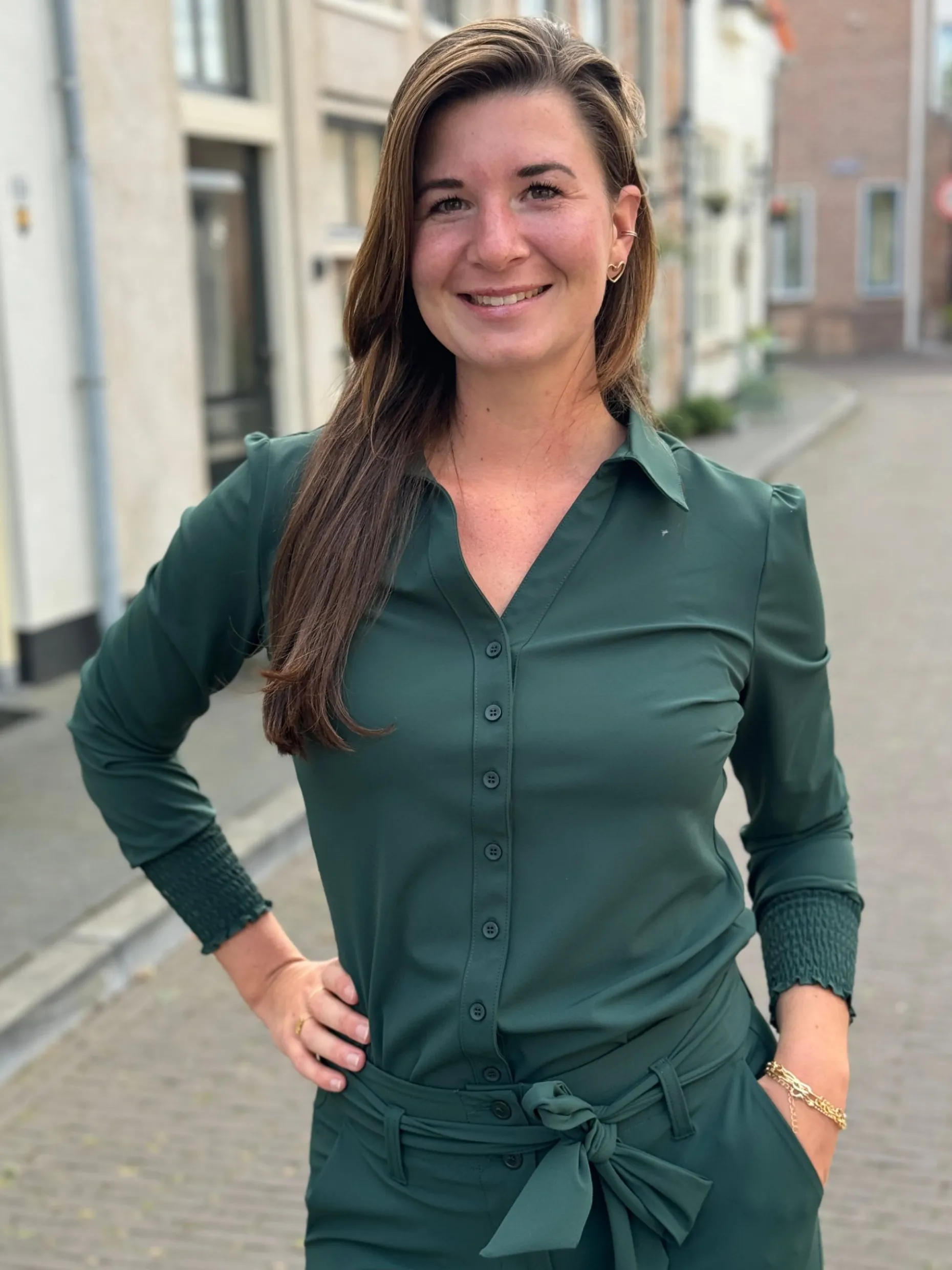 Travelstof blouse Eefke pine grove