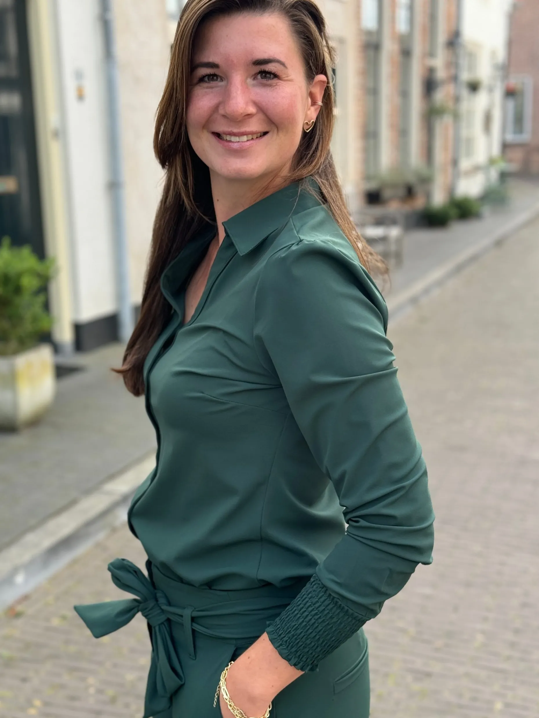 Travelstof blouse Eefke pine grove