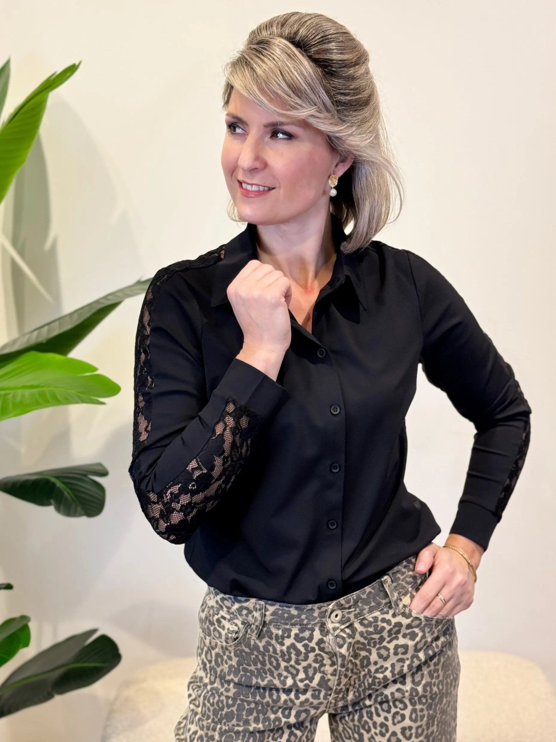 Travelstof blouse Fiene black