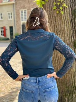 Travelstof blouse Fiene shaded green