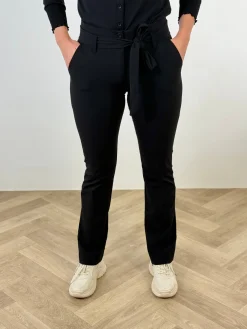 Travelstof broek Heidi flared black