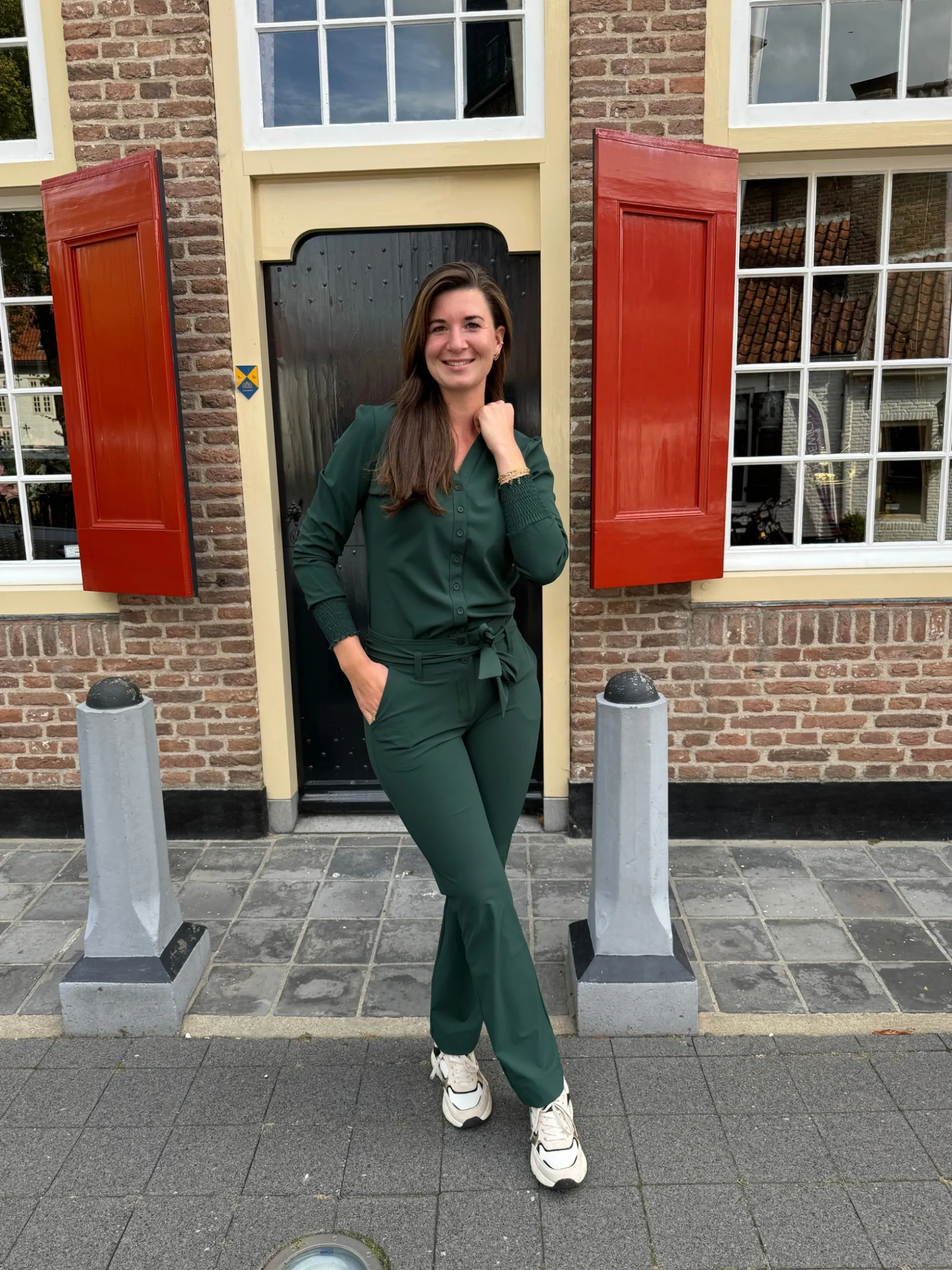 Travelstof broek Heidi flared pine grove