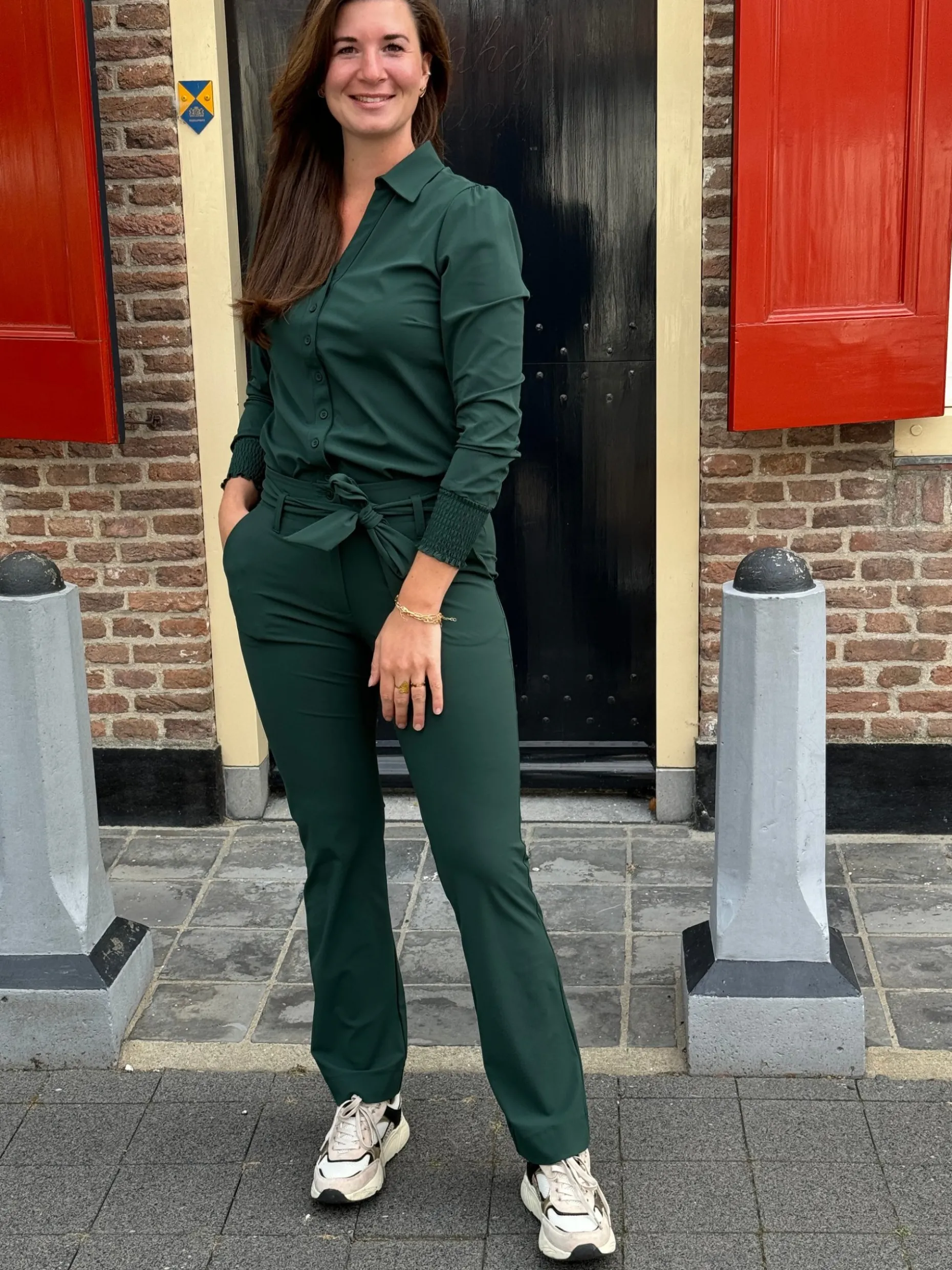 Travelstof broek Heidi flared pine grove