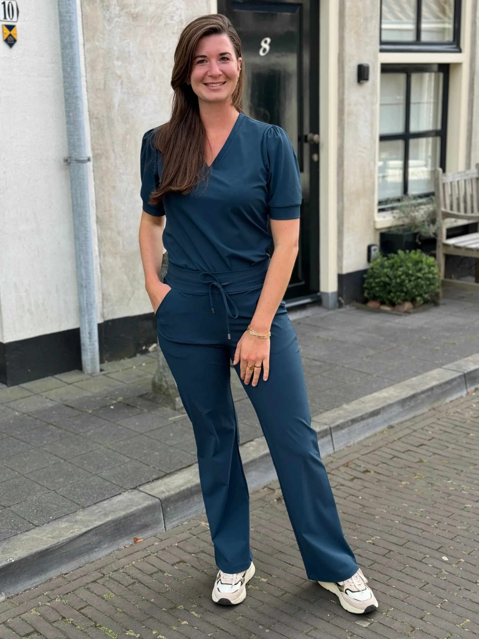 Travelstof broek Lotte shaded green