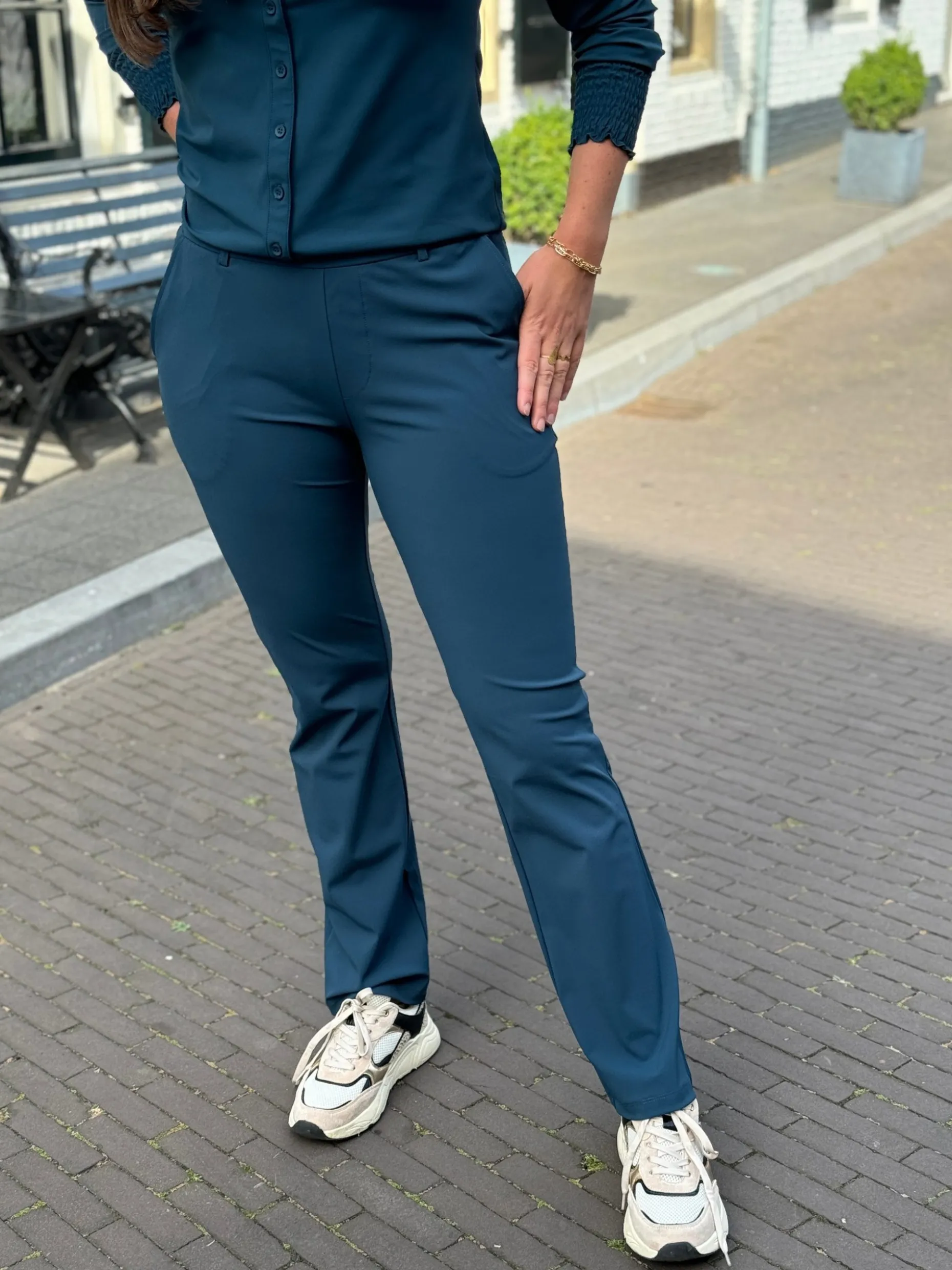 Travelstof broek Lotte shaded green
