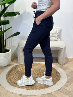 Travelstof broek Maaike navy