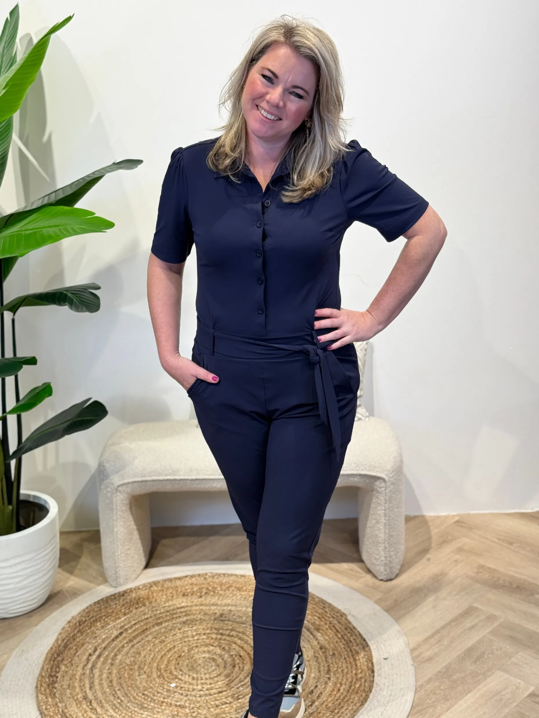 Travelstof jumpsuit Marit Navy