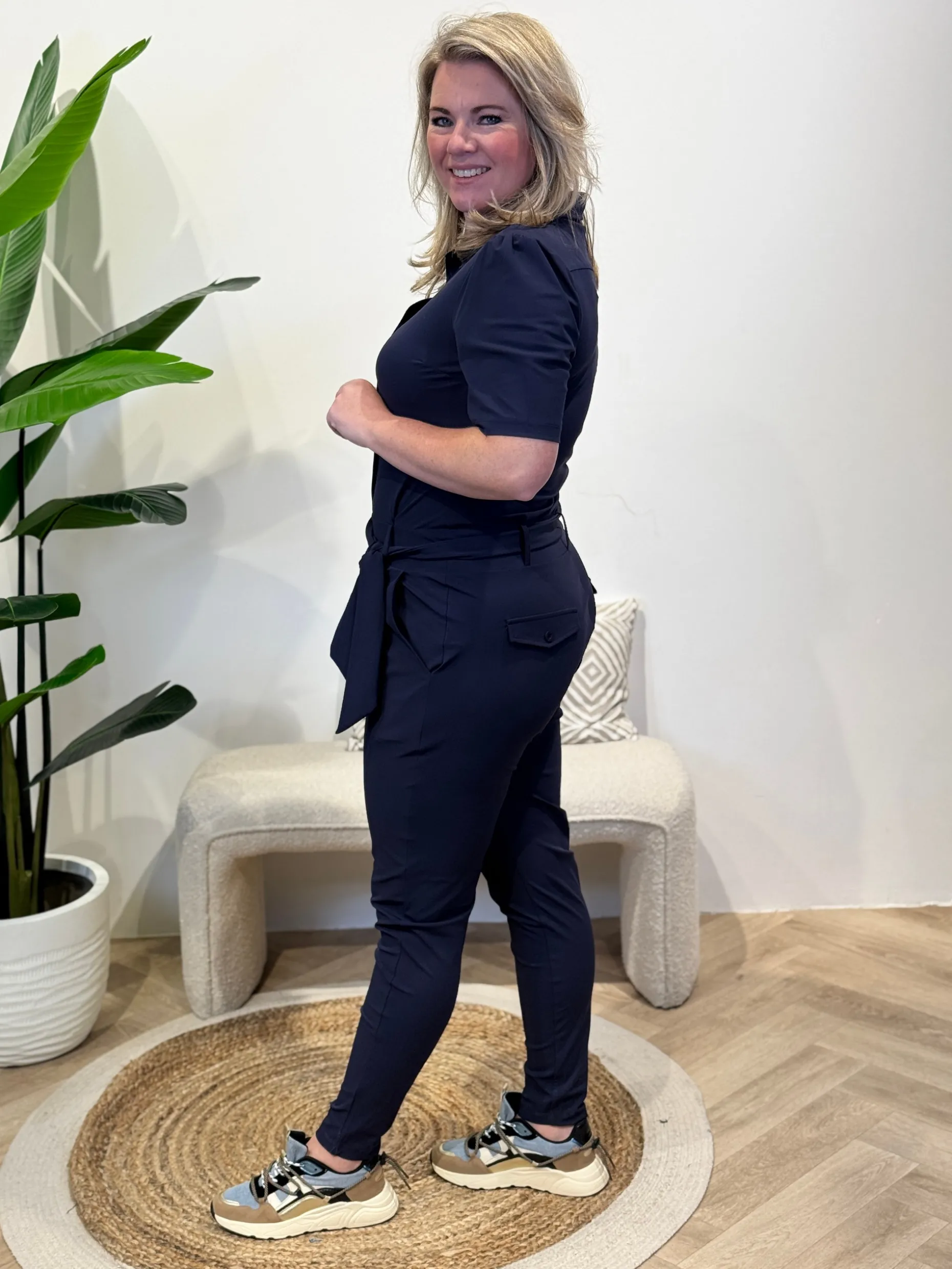 Travelstof jumpsuit Marit Navy