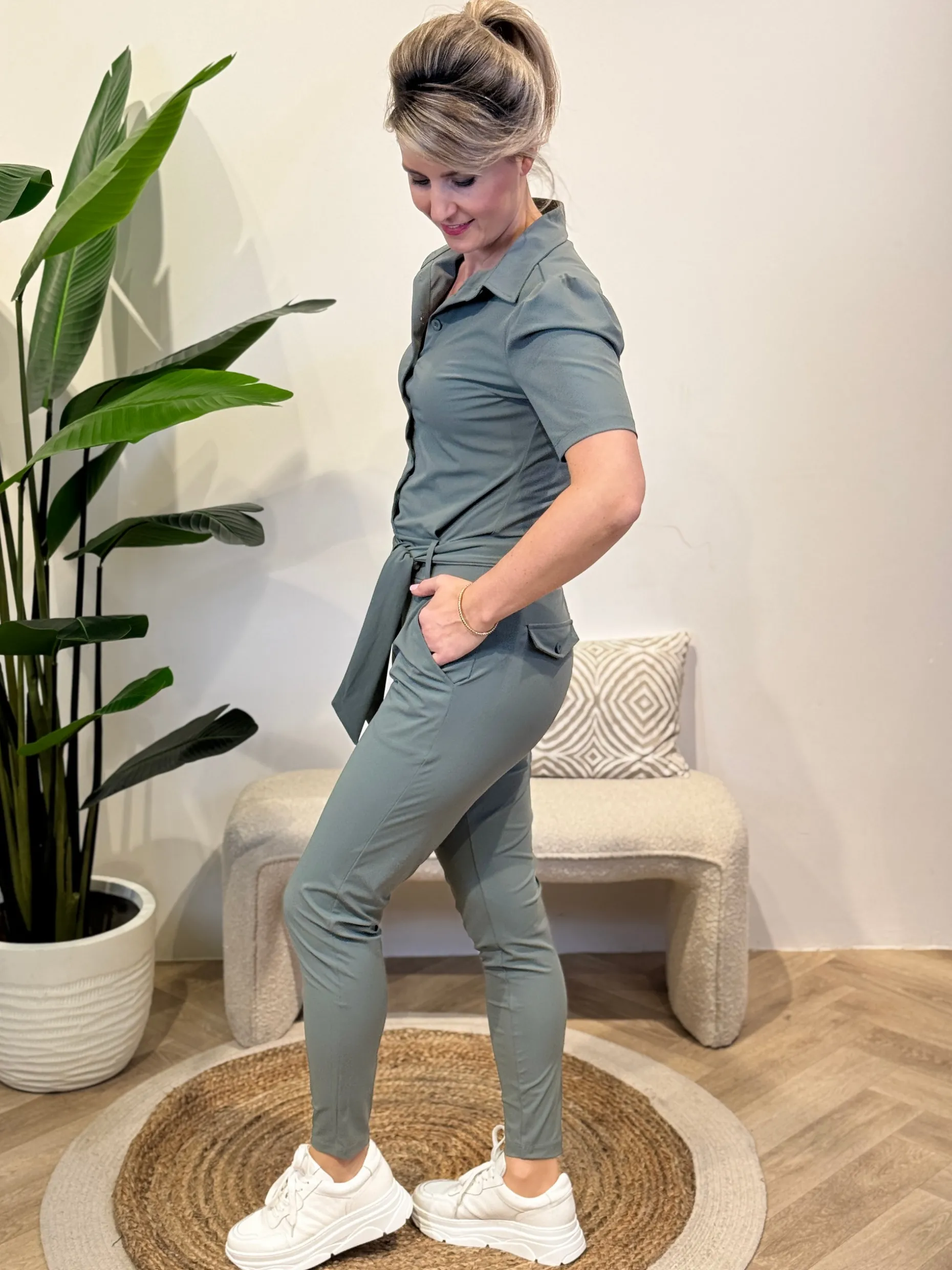 Travelstof jumpsuit Marit Balsam Green