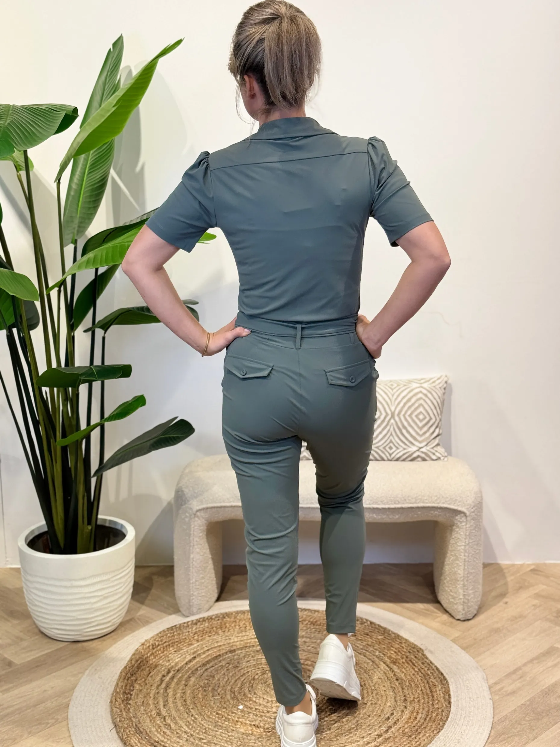 Travelstof jumpsuit Marit Balsam Green