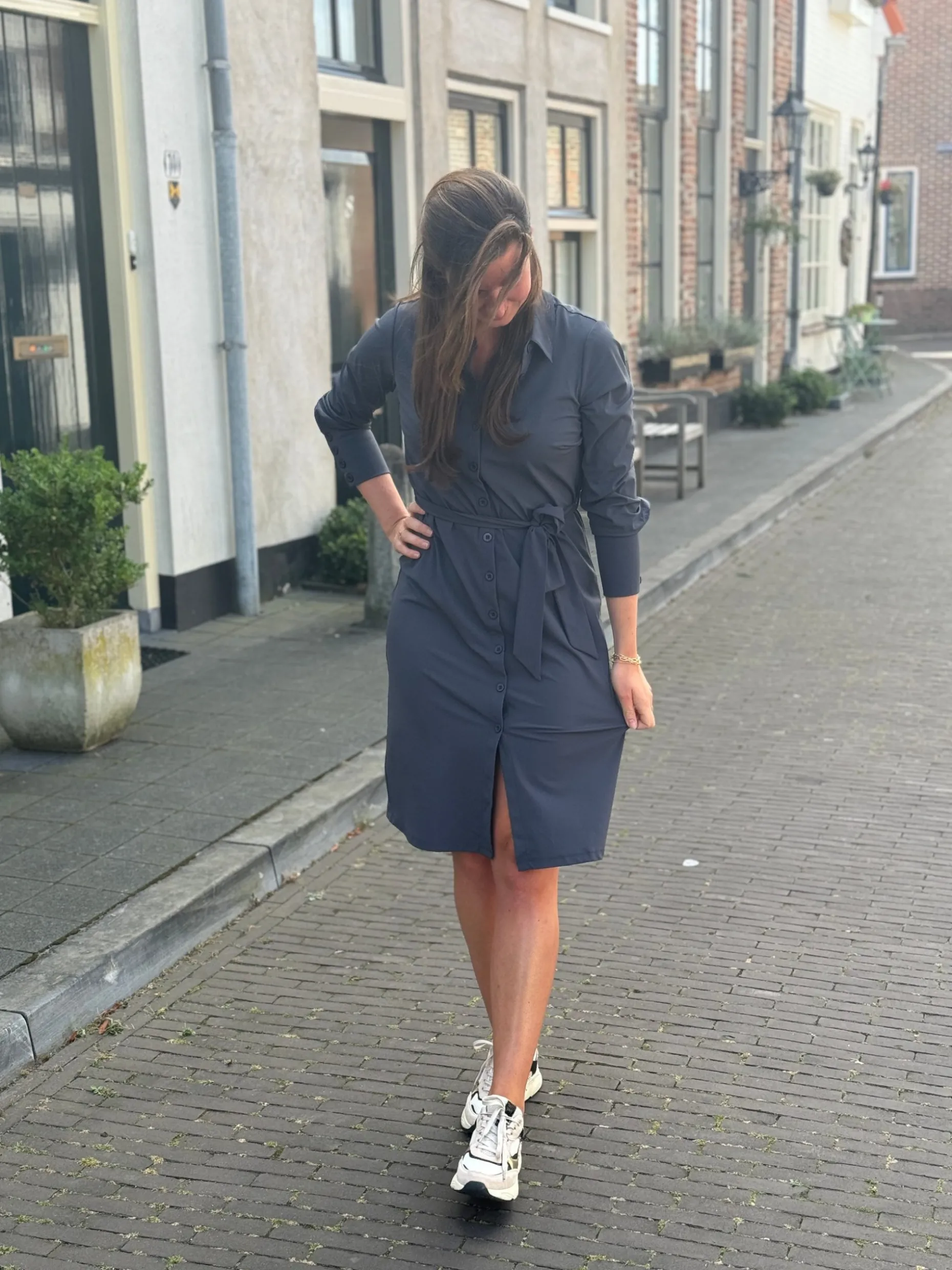Travelstof jurk Demi anthracite