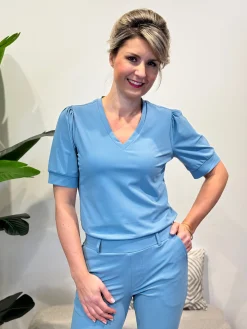Travelstof shirt Diede smoke blue