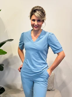 Travelstof shirt Diede smoke blue